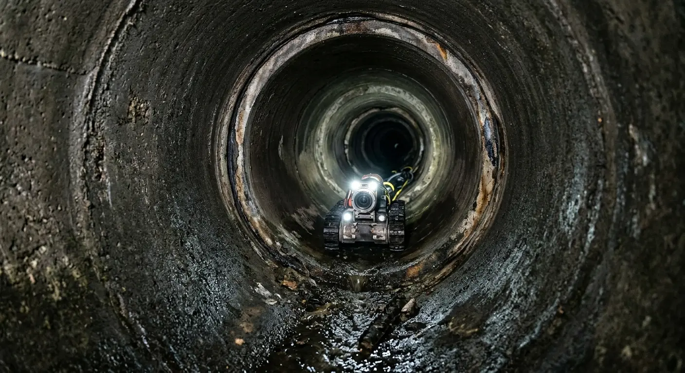 Robotic sewer camera inspecting pipe interior for Sewer Line Repair in Cave Springs